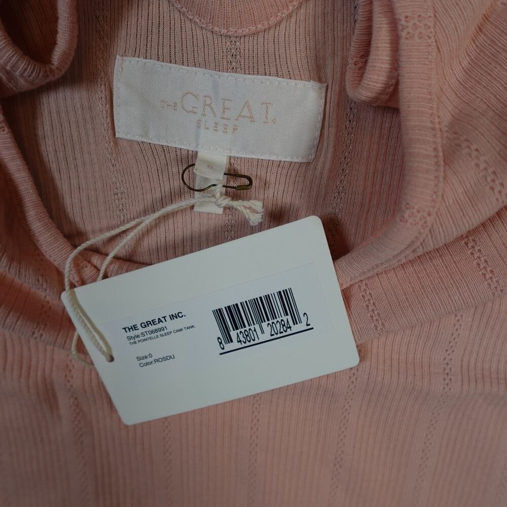 The Great Top Women 0 Extra Small NWT Pajama Pointelle Sleep Cami Tank Rose Pink - Picture 3 of 10